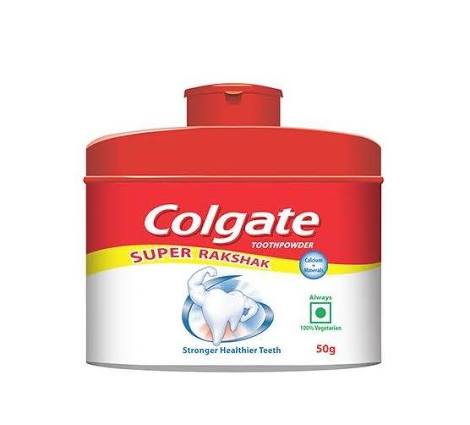 Colgate Super Rakshak Toothpowder 50g - Calcium + Minerals for Stronger Healthier Teeth, 100% Vegetarian
