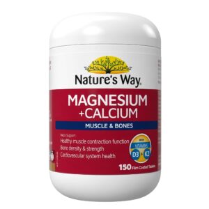 Nature's Way Magnesium + Calcium 150 Tablets - Supports Muscle & Bones with Vitamins D3 & K2