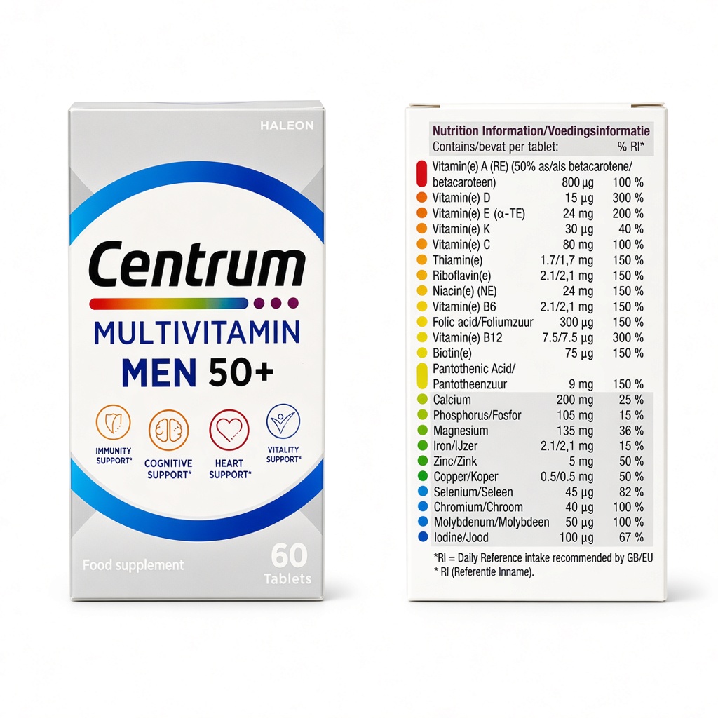 grok_1793085949492 Centrum Multivitamin Men 50+ 60 Tablets - Complete Multivitamin for Men Over 50 by Haleon