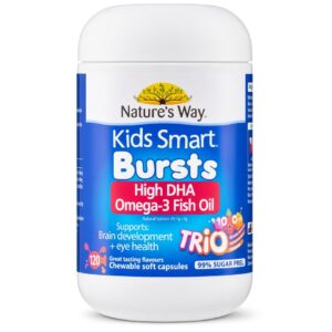 Nature's Way Kids Smart Bursts High DHA Omega-3 Fish Oil 120 Capsules - Supports Brain Development & Eye Health