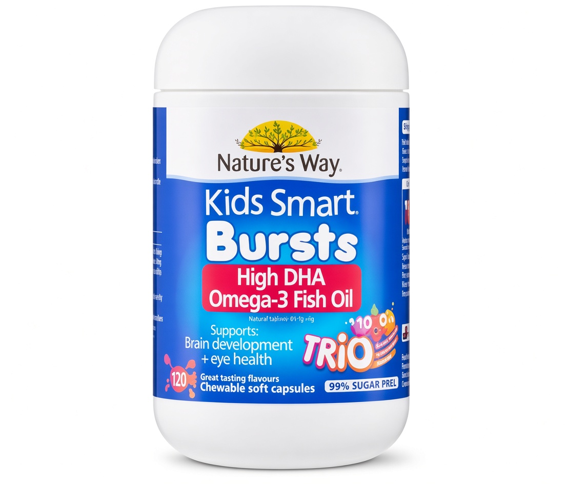 grok_1793424737806 Nature's Way Kids Smart Bursts High DHA Omega-3 Fish Oil 120 Capsules - Supports Brain Development & Eye Health